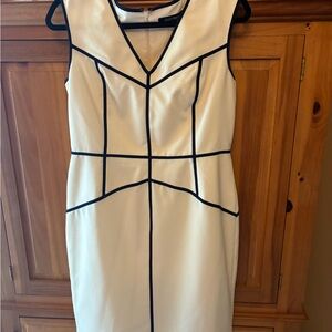 Ellen Tracy White Sheath Dress with Navy Trim 12